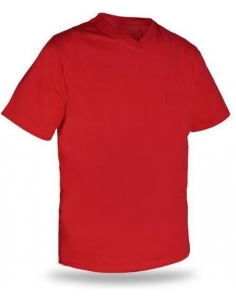 T-shirt V Yaka Kısakol %100 Pamuk Cepli Kırmızı