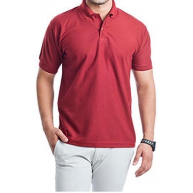 T-shirt Polo Yaka Kısakol %100 Pamuk Cepli Kırmızı
